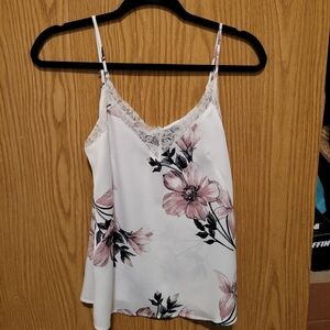 Dynamite Floral Lace Cami Top - White and Pink